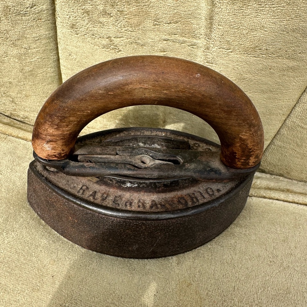 Antique Iron with Wooden Handle